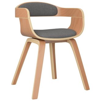 vidaXL Silla De Comedor Madera Curvada Y Tela Gris Claro Vidaxl