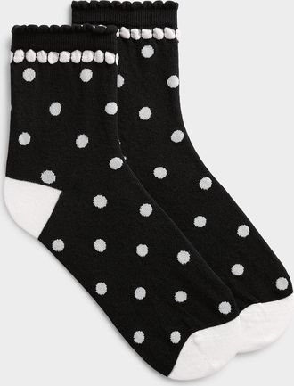 Simons Womens Scalloped-hem contrast pattern ankle socks