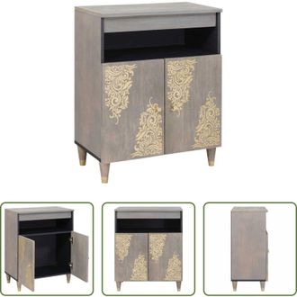 vidaXL Credenza grigio oro - Credenza Grigio e Oro 60 x 33 x 75 cm Legno di mango massello