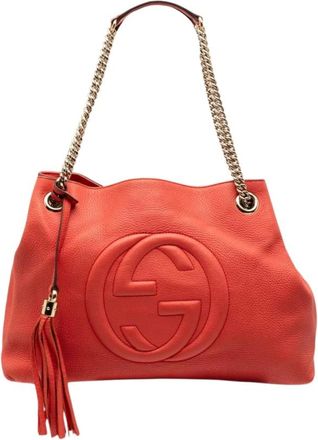 Gucci Pre-owned Shoulder Bags, female, Orange, Size: ONE SIZE Pre-owned Tote Bag with Chain Straps