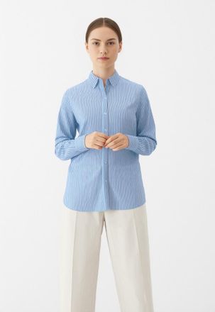 Only Hemdbluse ONLY ONLBERIT LIFE L/S SHIRT WVN, Damen, Gr. XL, blau bell stripes:schwarz, cd stripes, Web, Obermaterial: 100% Viskose, gestreift, regular 