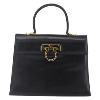 Ferragamo Pre-owned Handbags, female, Black, Size: ONE SIZE Pre-owned Leather Handbag