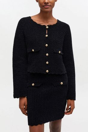 Ganni Black Crochet Cardigan - Size XL Organic Cotton