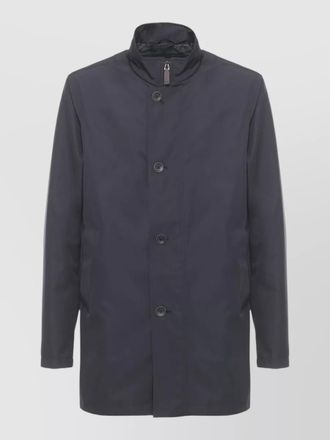 Herno tech fabric rain jacket high collar pockets