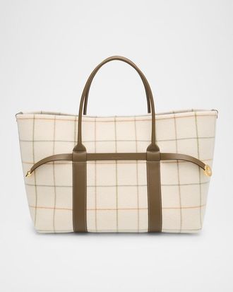 Loro Piana Ghiera Plaid Cashmere Belt Tote Bag
