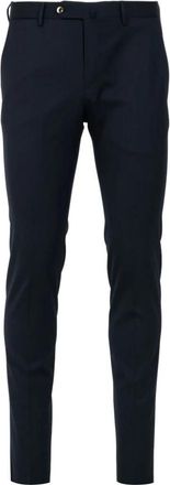 Pantaloni Torino Blauwe Wol Getailleerde Broek Slim Fit - Heren - Nette broeken - Blauw - XL - Wol - Broeken