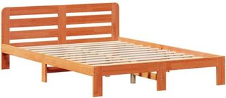 vidaXL Bed Frame without Mattress Wax Brown 140x190 cm Solid Wood Pine Vidaxl