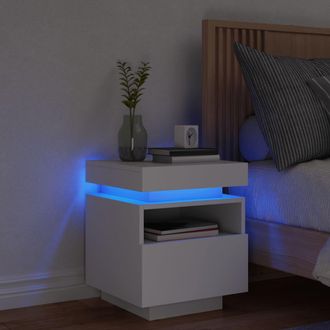 vidaXL Mesita De Noche Con Luces Led Blanco 40x39x48,5 Cm Vidaxl