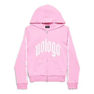 Balenciaga (WMNS) Balenciaga Nologo Zip-up Hoodie Small Fit Light Pink White 788243TQVK55708