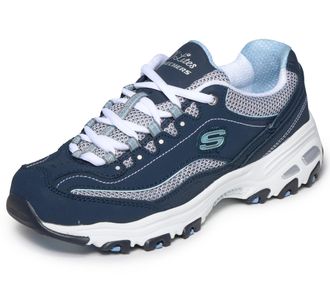 Skechers Womens Dlites biggest Fan Fashion Sneaker, Navy and White, 6 UK X-Wide