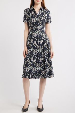 Theory Floral Print Shirtdress in Navy/pink Multi at Nordstrom, Size 10
