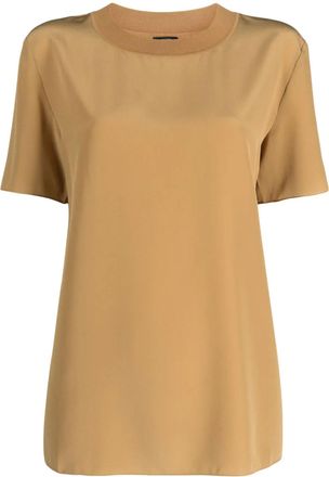 Joseph T-shirt van satijn-zijdemix - Bruin