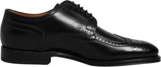Dolce & Gabbana Zwarte Leren Wingtip Formele Schoenen - Heren - Nette schoenen - Zwart - 39 1/2 EU - Leer - Schoenen