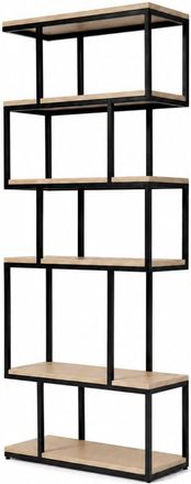 Woodek Estanter&iacute;a de roble y chapa beige, metal negro 70 cm, acabado mate