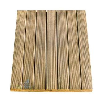 No Brand No Brand - Baldosa Madera Recta 100x100 Cm 36mm, Pavimento Exterior, Jard&iacute;n, Terraza, Decoraci&oacute;n
