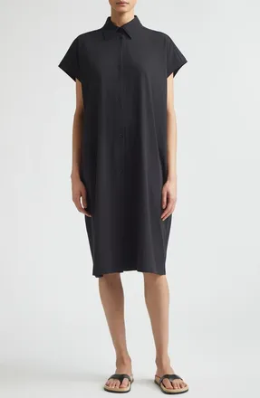 Toteme Organic Cotton Jersey Shirtdress in Black at Nordstrom, Size X-Small