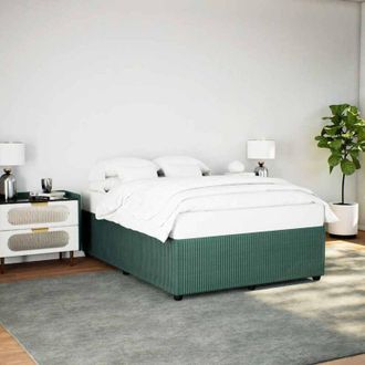 vidaXL Vidaxl - Estructura Cama Sin Colch&oacute;n Terciopelo Verde Oscuro 140x190 Cm