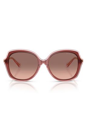 Michael Kors Canary Islands 55mm Gradient Round Sunglasses in Rosewood /Brown Pink Gradient at Nordstrom