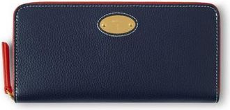 Mulberry Plaque 8 Card Leather Zip Wallet in Night Sky-Coral Orange at Nordstrom