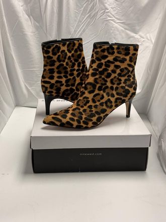 Nine West Womens Sheebap Dress Booties In Dark Natural Leopard