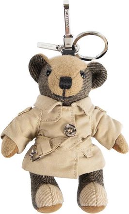 Burberry Beige Check Cashmere Trench Coat - Dames - Sleutelhangers & Tashangers - Beige - ONE Size - Katoen - Accessoires