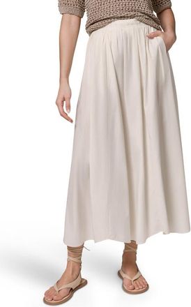 DKNY Pleated Stretch Poplin Midi Skirt in Cream Pinstripe at Nordstrom, Size 14