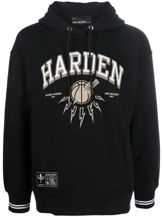 Neil Barrett x James Harden logo-print hoodie - men - Cotton/Polyester - M - Black