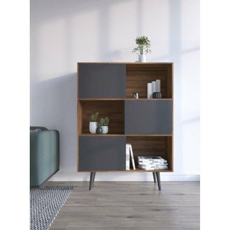 HERDASA Aparador 3 Puertas Modelo-881 Acabado Nogal/grafito, 131cm(alto) 101cm(ancho) 30cm(fondo)