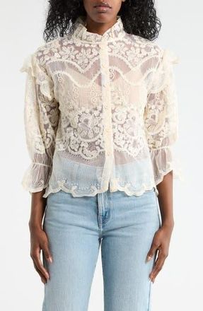 Forgotten Grace Victorian Lace Button-Up Shirt in Ivory at Nordstrom Rack, Size X-Large