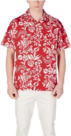 Replay Short Sleeve Shirts, male, Red, Size: XL Floral Hawaiian Shirt Short Sleeve
