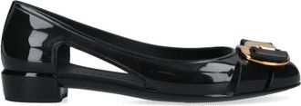 Ferragamo Nara Jelly Cutout Bow Ballerinas Black
