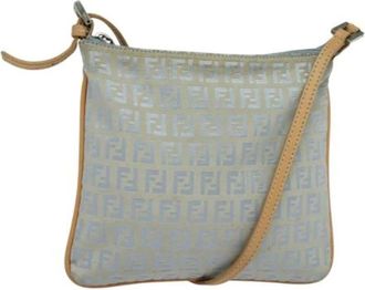 Fendi Pre-owned Cross Body Bags, female, Blue, Size: ONE SIZE Pre-owned Canvas Cross Body Bag
