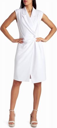Nicole Miller Vivienne Crepe Sleeveless Coat Dress In Brilliant White
