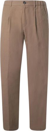 Herno Broeken, Heren, Bruin, S, Katoen, Broek van katoenlinnen popeline