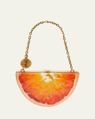 Saint Laurent Mini Orange Wedge Resin Clutch Bag