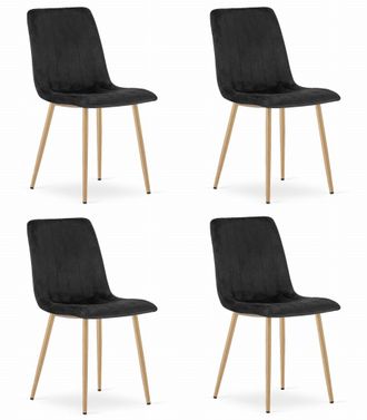 OEM Silla Lava - Terciopelo Negro / Patas Color Madera X 4