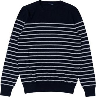 Gas Rondgebreide Pullover - Heren - Ronde hals truien - Blauw - S - Katoen - Truien & Vesten