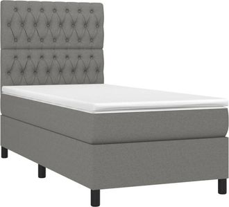 vidaXL Vidaxl - Cama Box Spring Colch&oacute;n Y Luces Led Tela Gris Oscuro 100x200 Cm