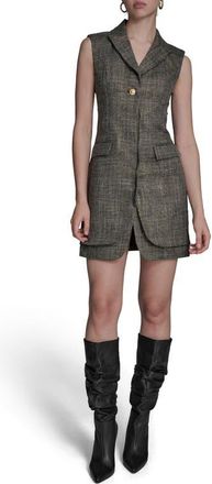 BCBGeneration Windowpane Plaid Sleeveless Minidress in Truffle Mu at Nordstrom, Size 14