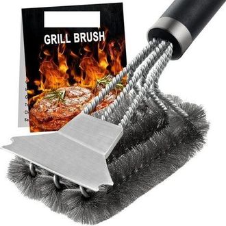 OEM Cepillo Para Barbacoa 3 En 1 Con Mango Largo, Cepillo De Limpieza Y Raspador, Accesorios De Acero Inoxidable Para Barbacoa, Limpieza De 360&deg; De Parril