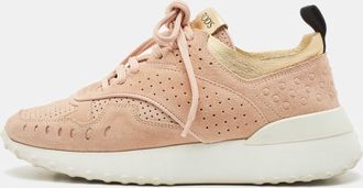 Tod's Tods Pink Leather And Suede Sportivo Lace Up Sneakers