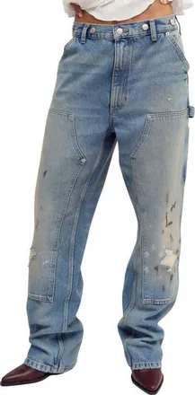 Free People Emily High Waist Ripped Wide Leg Carpenter Jeans in Ubi at Nordstrom, Size 31
