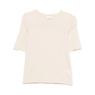 Soft Goat Cashmere Knitwear, female, White, Size: 2XL Round-Neck Short-Sleeve Sweater