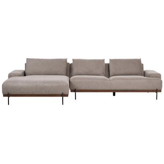 Beliani Beliani - Sof&aacute; Esquinero De Tela 3 Plazas Estilo Minimalista Patas Metal Marr&oacute;n Claro Derecho Mariferd