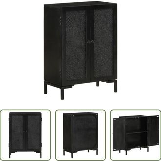 vidaXL Credenza industriale - Credenza Nera 55x30x77 cm in Legno Massello di Mango e Ferro