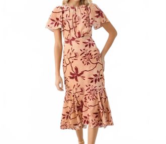 Rhode Resort Grande Arabella Floral Midi Dress In Cream Enchanted Vine