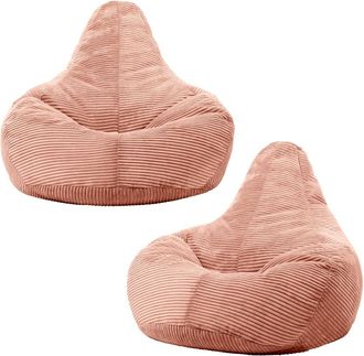 Icon Brand Set de 2 pufs reclinable en respaldo alto y pana rosa