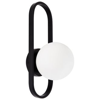 Beliani L&aacute;mpara De Pared Moderna Con Forma Geom&eacute;trica Y Pantalla Esf&eacute;rica De Vidrio Opaco Negro Vardi