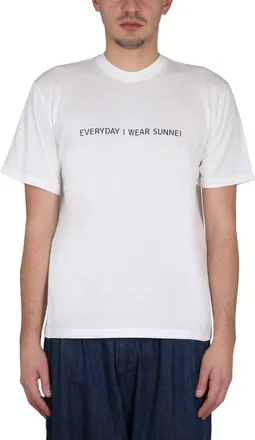 Sunnei Logo Embossed Crewneck T-Shirt - White