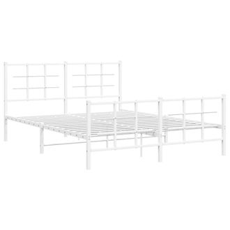 Berkfield Home Metal Bed Frame without Mattress with Footboard White 150x200cm | Size: 150x200 cm